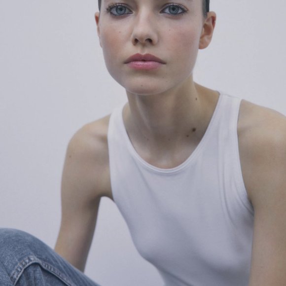 ZARA WHITE HALTERNECK T-SHIRT BLOUSE - Picture 3 of 5